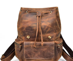 Cool Leather Black Coffee Mens Satchel Backpacks Travel Backpack 14inch Laptop Backpack for Men - iwalletsmen