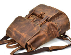 Cool Leather Black Coffee Mens Satchel Backpacks Travel Backpack 14inch Laptop Backpack for Men - iwalletsmen