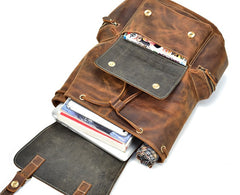 Cool Leather Black Coffee Mens Satchel Backpacks Travel Backpack 14inch Laptop Backpack for Men - iwalletsmen