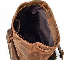 Cool Leather Black Coffee Mens Satchel Backpacks Travel Backpack 14inch Laptop Backpack for Men - iwalletsmen