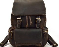 Cool Leather Black Coffee Mens Satchel Backpacks Travel Backpack 14inch Laptop Backpack for Men - iwalletsmen