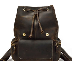 Cool Leather Black Coffee Mens Satchel Backpacks Travel Backpack 14inch Laptop Backpack for Men - iwalletsmen