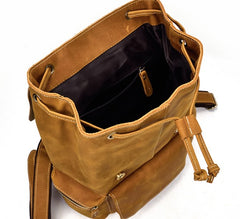 Cool Leather Black Coffee Mens Satchel Backpacks Travel Backpack 14inch Laptop Backpack for Men - iwalletsmen