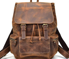 Cool Leather Black Coffee Mens Satchel Backpacks Travel Backpack 14inch Laptop Backpack for Men - iwalletsmen