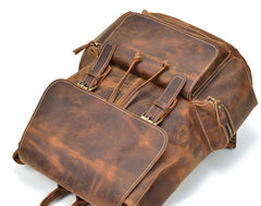 Cool Leather Black Coffee Mens Satchel Backpacks Travel Backpack 14inch Laptop Backpack for Men - iwalletsmen