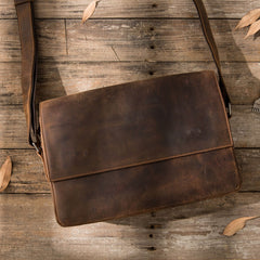 Cool Leather Coffee  Mens Messenger Bags Vintage Shoulder Bags  for Men - iwalletsmen