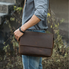 Cool Leather Coffee  Mens Messenger Bags Vintage Shoulder Bags  for Men - iwalletsmen