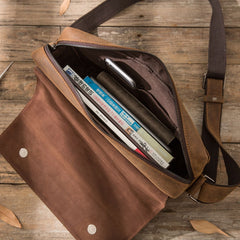 Cool Leather Coffee  Mens Messenger Bags Vintage Shoulder Bags  for Men - iwalletsmen