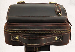 Cool Leather Coffee Mens Backpack Vintage School Backpack Laptop Backpack for Men - iwalletsmen