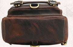 Cool Leather Coffee Mens Backpack Vintage School Backpack Laptop Backpack for Men - iwalletsmen