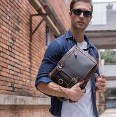 Cool Leather Coffee Mens Backpack Vintage School Backpack Laptop Backpack for Men - iwalletsmen