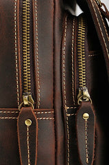 Cool Leather Coffee Mens Backpack Vintage School Backpack Laptop Backpack for Men - iwalletsmen