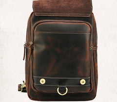 Cool Leather Coffee Mens Backpack Vintage School Backpack Laptop Backpack for Men - iwalletsmen