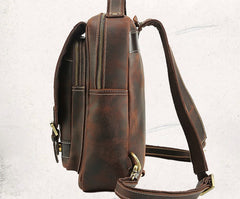Cool Leather Coffee Mens Backpack Vintage School Backpack Laptop Backpack for Men - iwalletsmen