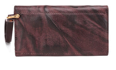 Cool Leather Long Wallet for Men Vintage Trifold Long Wallet Wristlet Wallet - iwalletsmen