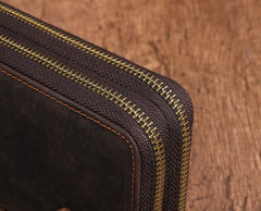 Cool Leather MensLong Wallet Double Zipper Clutch Wallet Wristlet Wallet - iwalletsmen