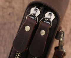 Cool Leather MensLong Wallet Double Zipper Clutch Wallet Wristlet Wallet - iwalletsmen