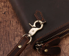 Cool Leather MensLong Wallet Double Zipper Clutch Wallet Wristlet Wallet - iwalletsmen