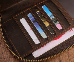 Cool Leather MensLong Wallet Double Zipper Clutch Wallet Wristlet Wallet - iwalletsmen