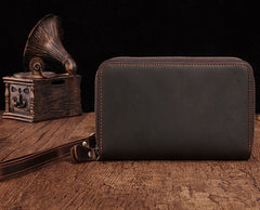 Cool Leather MensLong Wallet Double Zipper Clutch Wallet Wristlet Wallet - iwalletsmen