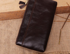 Cool Leather Long Wallet for Men Vintage Double Zipper Long Wallet for Men - iwalletsmen