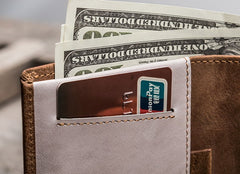 Cool Leather Men Slim Small Wallet Bifold Small Wallet for Men