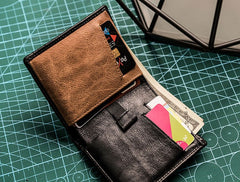 Cool Leather Men Slim Small Wallet Bifold Small Wallet for Men