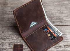 Cool Leather Men Slim Small Wallet Bifold Vintage Small Wallet for Men