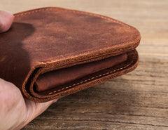 Cool Leather Men Small Wallet Bifold Vintage Wallet for Men