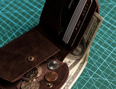 Cool Leather Men Small Wallet Bifold Vintage Wallet for Men