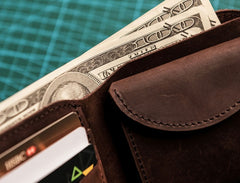 Cool Leather Men Small Wallet Bifold Vintage Wallet for Men