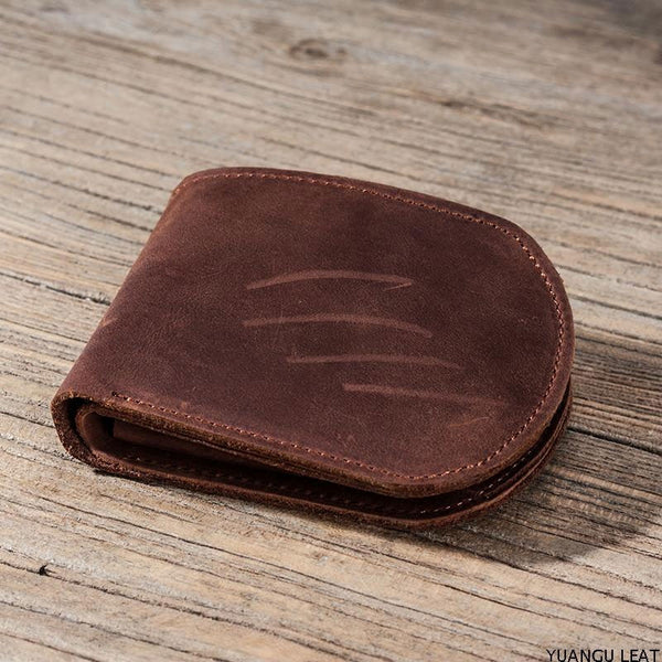 Cool Leather Men Small Wallet Bifold Vintage Wallet for Men