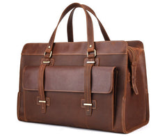 Cool Leather Mens Large Vintage Overnight Bag Weekender Bag Travel Bags For Men - iwalletsmen