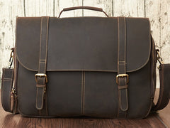 Leather Mens Vintage Large Brown Messenger Bag Laptop Shoulder Bag for Men - iwalletsmen