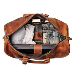 Cool Leather Mens 15-inch Brown Large Weekender Bag Black Vintage Travel Bag Duffle Bag for Men - iwalletsmen