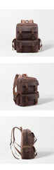 Cool Leather Mens 14 inches Brown Backpack Large Cool Vintage Large Travel Backpack for Men - iwalletsmen
