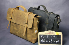 Cool Leather Mens 14inch Laptop Bag Briefcase Work Handbag Business Bag for Men - iwalletsmen
