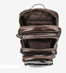 Cool Leather Mens 15 inches Computer Backpack Travel Backpacks Brown Weekender Bag Travel Bag for Men - iwalletsmen
