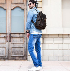 Cool Leather Mens Backpack Vintage Travel Backpack School Backpacks for Men - iwalletsmen