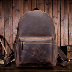 Cool Leather Mens Large Backpack Travel Backpack Vintage School Backpack for Men - iwalletsmen
