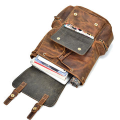 Cool Leather Mens Backpack Vintage Travel Backpack School Backpacks for Men - iwalletsmen