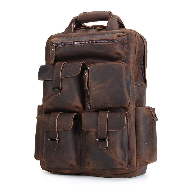 Cool Leather Mens Backpack Large Vintage Large Travel Backpack Bag for Men - iwalletsmen
