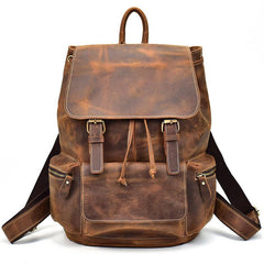 Cool Leather Mens Backpack Vintage Travel Backpack School Backpacks for Men - iwalletsmen