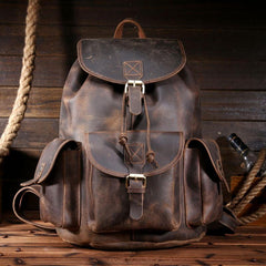 Cool Leather Mens Backpacks Large Vintage School Backpack Travel Backpack Bag for Men - iwalletsmen