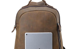 COOL LEATHER MENS LARGE BACKPACK TRAVEL BACKPACKs VINTAGE SCHOOL BACKPACK FOR MEN - iwalletsmen