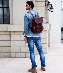 Cool Leather Mens Backpack Vintage Travel Backpack School Backpacks for Men - iwalletsmen