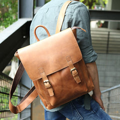 Cool Leather Mens Backpack Travel Backpack Laptop Backpack for men - iwalletsmen