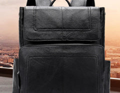 Cool Leather Mens Black Backpack for School Backpacks Travel Backpacks For Men - iwalletsmen