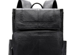 Cool Leather Mens Black Backpack for School Backpacks Travel Backpacks For Men - iwalletsmen