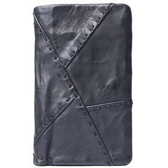 Cool Leather Mens Black Buckle Long Wallet Black Long Trifold Vertical Wallet for Men - iwalletsmen